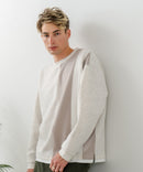 【BLUE STANDARD/ブルースタンダード】パフィースウェット 切り替え クルーネック トレーナー ストレッチ 春服