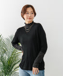 【C-FORT POINT/フォートポイント】シアー 切り替え ハイネック プルオーバー