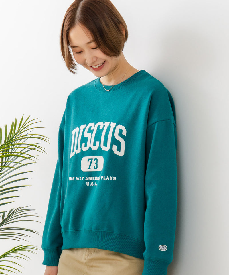【DISCUS/ディスカス】カレッジロゴ 裏起毛スウェット 裾ラウンド