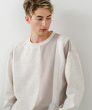 【BLUE STANDARD/ブルースタンダード】パフィースウェット 切り替え クルーネック トレーナー ストレッチ 春服