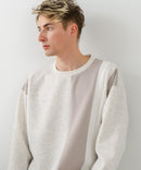 【BLUE STANDARD/ブルースタンダード】パフィースウェット 切り替え クルーネック トレーナー ストレッチ 春服