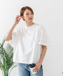 【C-FORTPOINT/フォートポイント】【ベルスリーブで魅せる、大人のこなれTシャツ。】ベルスリーブ オーバーサイズTシャツ 綿100％ 華奢見え ゆったり 二の腕カバー