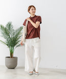【C-FORTPOINT/フォートポイント】【ストレッチ性抜群の冷感素材を使用】フレンチスリーブ モックネックTシャツ プチハイネック プルオーバー 接触冷感 涼しい 二の腕カバー サイドスリット