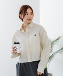 【BEVERLY HILLS POLO CLUB/ビバリーヒルズポロクラブ】【選べる2シルエット】オックスワイドシャツ（クロップド丈 or ビッグシルエット）ポニー刺繍