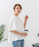 【C-FORTPOINT/フォートポイント】【ベルスリーブで魅せる、大人のこなれTシャツ。】ベルスリーブ オーバーサイズTシャツ 綿100％ 華奢見え ゆったり 二の腕カバー