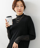 【C-FORT POINT/フォートポイント】シアー 切り替え ハイネック プルオーバー