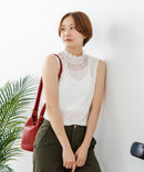 【C-FORTPOINT/フォートポイント】【上品なハイネックデザインが大人可愛い！】レース切り替えタンクトップ 首元カバー レイヤード 上品 華やか カジュアル フェミニン 通気性 ❘ジーンズメイト公式オンラインショップ