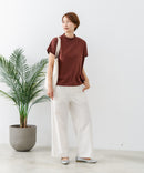 【C-FORTPOINT/フォートポイント】【ストレッチ性抜群の冷感素材を使用】フレンチスリーブ モックネックTシャツ プチハイネック プルオーバー 接触冷感 涼しい 二の腕カバー サイドスリット