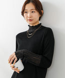 【C-FORT POINT/フォートポイント】シアー 切り替え ハイネック プルオーバー