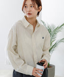 【BEVERLY HILLS POLO CLUB/ビバリーヒルズポロクラブ】【選べる2シルエット】オックスワイドシャツ（クロップド丈 or ビッグシルエット）ポニー刺繍