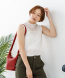 【C-FORTPOINT/フォートポイント】【上品なハイネックデザインが大人可愛い！】レース切り替えタンクトップ 首元カバー レイヤード 上品 華やか カジュアル フェミニン 通気性 ❘ジーンズメイト公式オンラインショップ