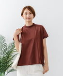 【C-FORTPOINT/フォートポイント】【ストレッチ性抜群の冷感素材を使用】フレンチスリーブ モックネックTシャツ プチハイネック プルオーバー 接触冷感 涼しい 二の腕カバー サイドスリット
