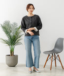 【C-FORT POINT/フォートポイント】バスク天竺 クルーネック カーディガン