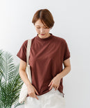 【C-FORTPOINT/フォートポイント】【ストレッチ性抜群の冷感素材を使用】フレンチスリーブ モックネックTシャツ プチハイネック プルオーバー 接触冷感 涼しい 二の腕カバー サイドスリット