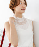 【C-FORTPOINT/フォートポイント】【上品なハイネックデザインが大人可愛い！】レース切り替えタンクトップ 首元カバー レイヤード 上品 華やか カジュアル フェミニン 通気性 ❘ジーンズメイト公式オンラインショップ