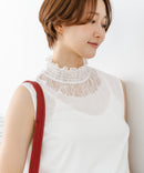 【C-FORTPOINT/フォートポイント】【上品なハイネックデザインが大人可愛い！】レース切り替えタンクトップ 首元カバー レイヤード 上品 華やか カジュアル フェミニン 通気性 ❘ジーンズメイト公式オンラインショップ