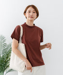 【C-FORTPOINT/フォートポイント】【ストレッチ性抜群の冷感素材を使用】フレンチスリーブ モックネックTシャツ プチハイネック プルオーバー 接触冷感 涼しい 二の腕カバー サイドスリット
