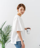 【C-FORTPOINT/フォートポイント】【ベルスリーブで魅せる、大人のこなれTシャツ。】ベルスリーブ オーバーサイズTシャツ 綿100％ 華奢見え ゆったり 二の腕カバー
