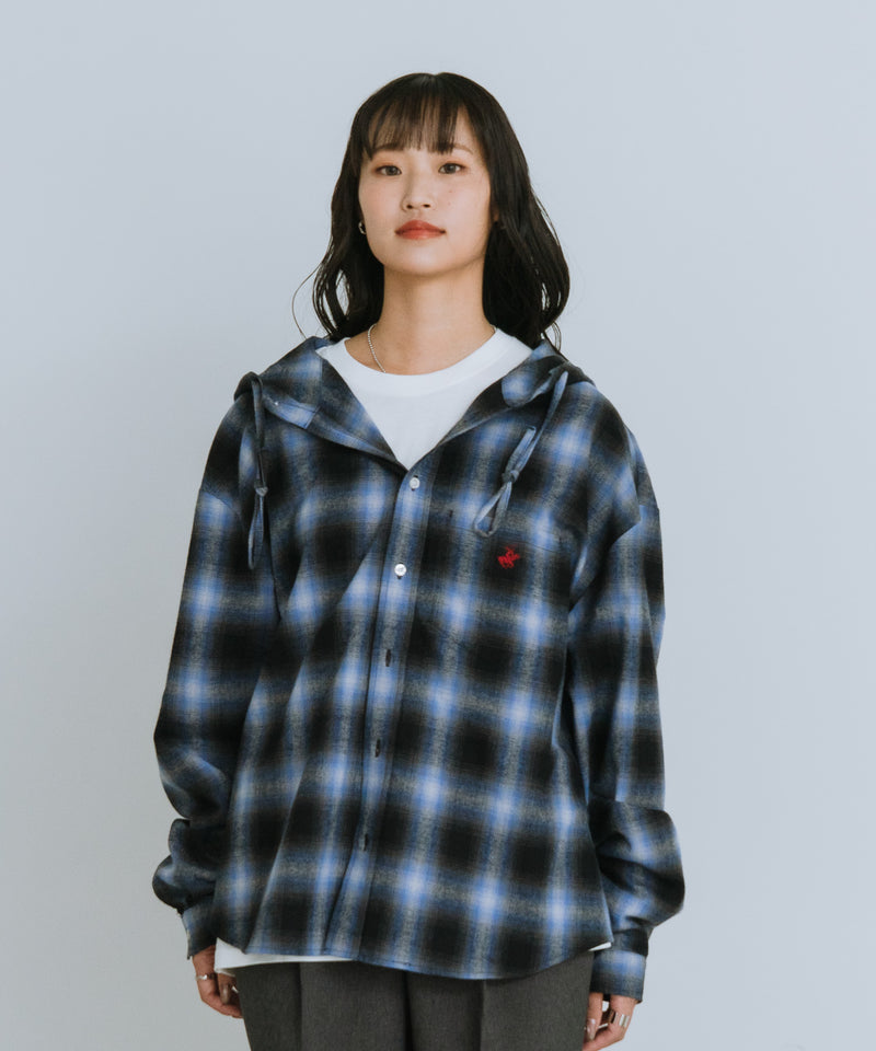 【BEVERLY HILLS POLO CLUB/ビバリーヒルズポロクラブ】ネルチェックシャツパーカー