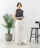 【C-FORTPOINT/フォートポイント】【上品なハイネックデザインが大人可愛い！】レース切り替えタンクトップ 首元カバー レイヤード 上品 華やか カジュアル フェミニン 通気性 ❘ジーンズメイト公式オンラインショップ