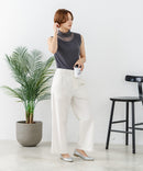 【C-FORTPOINT/フォートポイント】【上品なハイネックデザインが大人可愛い！】レース切り替えタンクトップ 首元カバー レイヤード 上品 華やか カジュアル フェミニン 通気性 ❘ジーンズメイト公式オンラインショップ