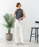 【C-FORTPOINT/フォートポイント】【上品なハイネックデザインが大人可愛い！】レース切り替えタンクトップ 首元カバー レイヤード 上品 華やか カジュアル フェミニン 通気性 ❘ジーンズメイト公式オンラインショップ