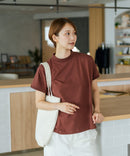 【C-FORTPOINT/フォートポイント】【ストレッチ性抜群の冷感素材を使用】フレンチスリーブ モックネックTシャツ プチハイネック プルオーバー 接触冷感 涼しい 二の腕カバー サイドスリット