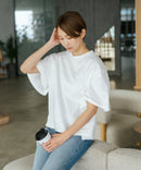 【C-FORTPOINT/フォートポイント】【ベルスリーブで魅せる、大人のこなれTシャツ。】ベルスリーブ オーバーサイズTシャツ 綿100％ 華奢見え ゆったり 二の腕カバー