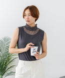【C-FORTPOINT/フォートポイント】【上品なハイネックデザインが大人可愛い！】レース切り替えタンクトップ 首元カバー レイヤード 上品 華やか カジュアル フェミニン 通気性 ❘ジーンズメイト公式オンラインショップ