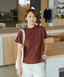 【C-FORTPOINT/フォートポイント】【ストレッチ性抜群の冷感素材を使用】フレンチスリーブ モックネックTシャツ プチハイネック プルオーバー 接触冷感 涼しい 二の腕カバー サイドスリット