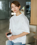 【C-FORTPOINT/フォートポイント】【ベルスリーブで魅せる、大人のこなれTシャツ。】ベルスリーブ オーバーサイズTシャツ 綿100％ 華奢見え ゆったり 二の腕カバー