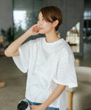 【C-FORTPOINT/フォートポイント】【ベルスリーブで魅せる、大人のこなれTシャツ。】ベルスリーブ オーバーサイズTシャツ 綿100％ 華奢見え ゆったり 二の腕カバー