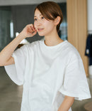 【C-FORTPOINT/フォートポイント】【ベルスリーブで魅せる、大人のこなれTシャツ。】ベルスリーブ オーバーサイズTシャツ 綿100％ 華奢見え ゆったり 二の腕カバー