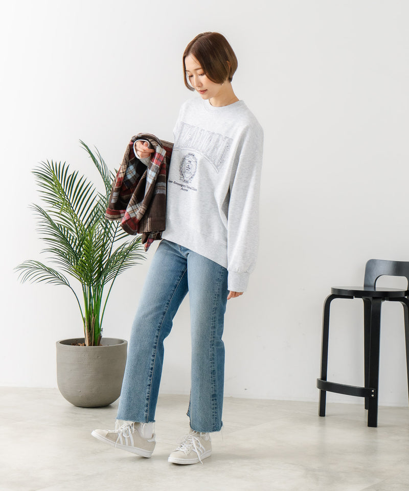 【C-FORT POINT/フォートポイント】カレッジロゴ ステッチ刺繍トレーナー