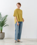 【C-FORTPOINT/フォートポイント】【ストレッチ性抜群の冷感素材を使用】ハイネック ドロップショルダー5分袖Tシャツ プルオーバー 接触冷感 涼しい 体形カバー サイドスリット
