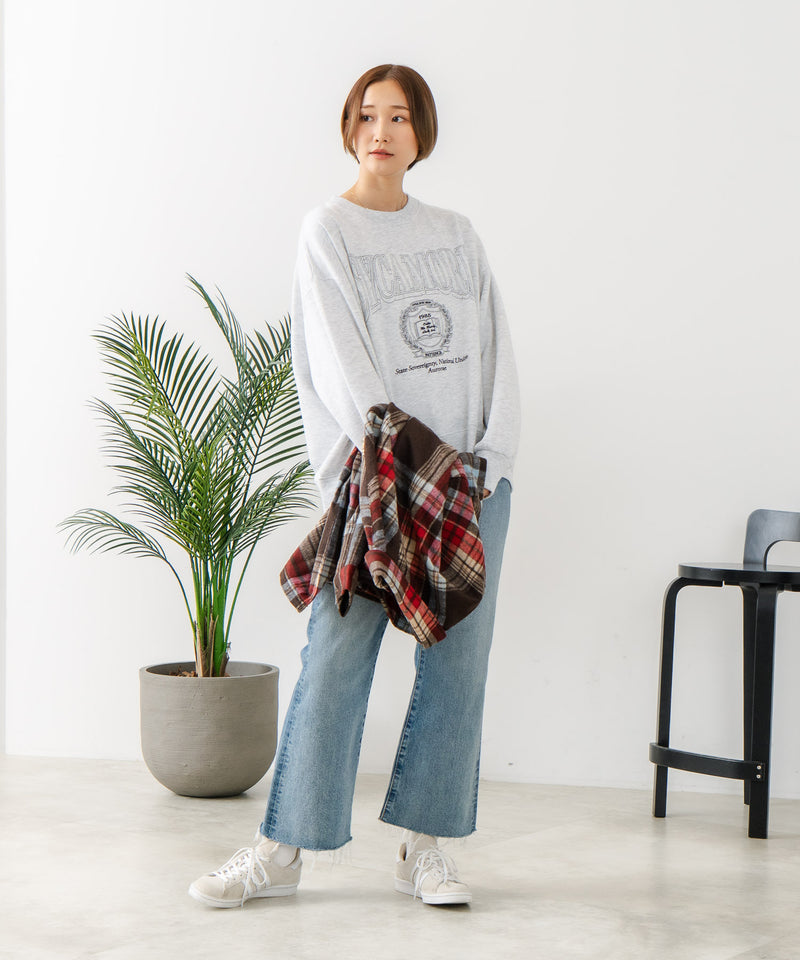 【C-FORT POINT/フォートポイント】カレッジロゴ ステッチ刺繍トレーナー