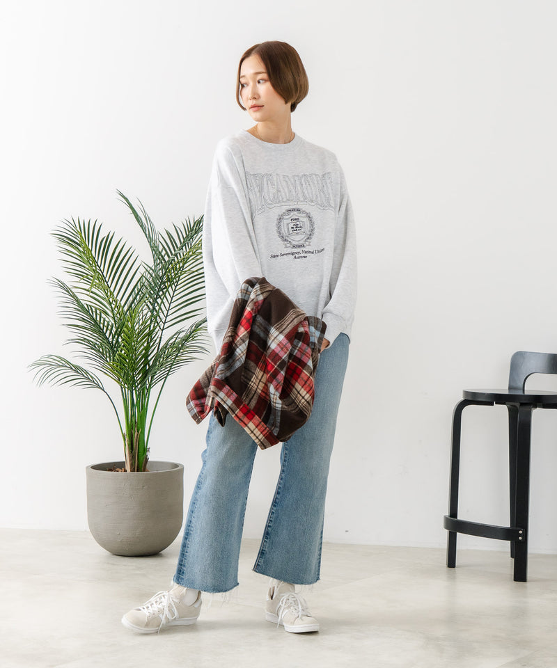 【C-FORT POINT/フォートポイント】カレッジロゴ ステッチ刺繍トレーナー