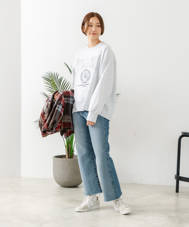 【C-FORT POINT/フォートポイント】カレッジロゴ ステッチ刺繍トレーナー