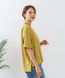 【C-FORTPOINT/フォートポイント】【ストレッチ性抜群の冷感素材を使用】ハイネック ドロップショルダー5分袖Tシャツ プルオーバー 接触冷感 涼しい 体形カバー サイドスリット