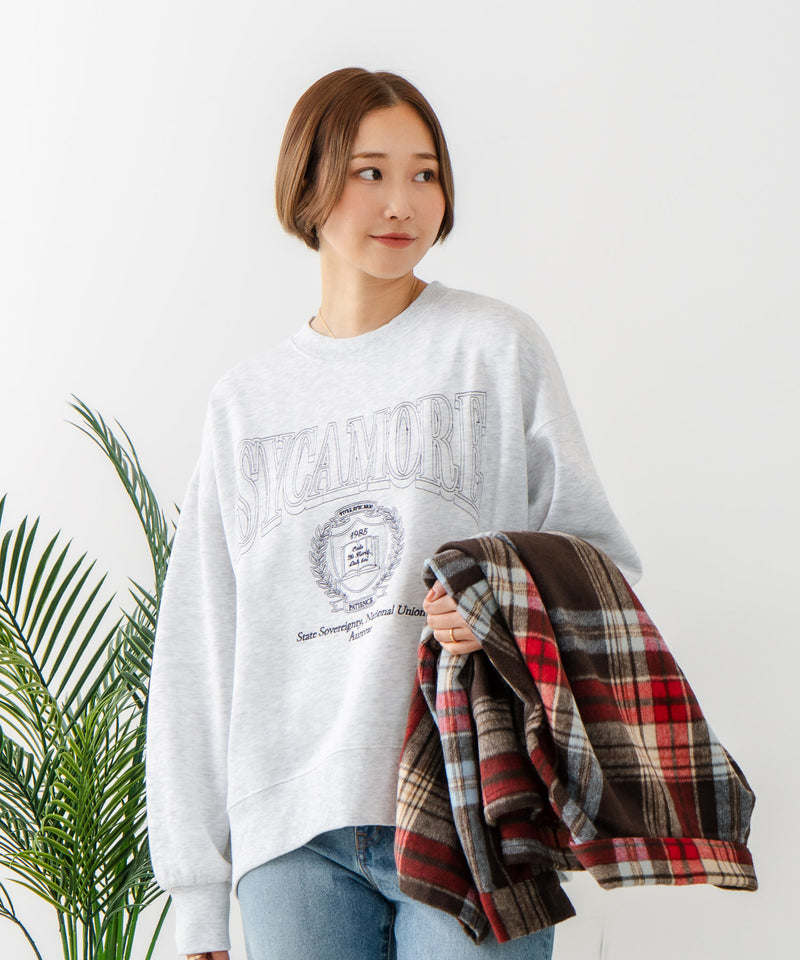 【C-FORT POINT/フォートポイント】カレッジロゴ ステッチ刺繍トレーナー