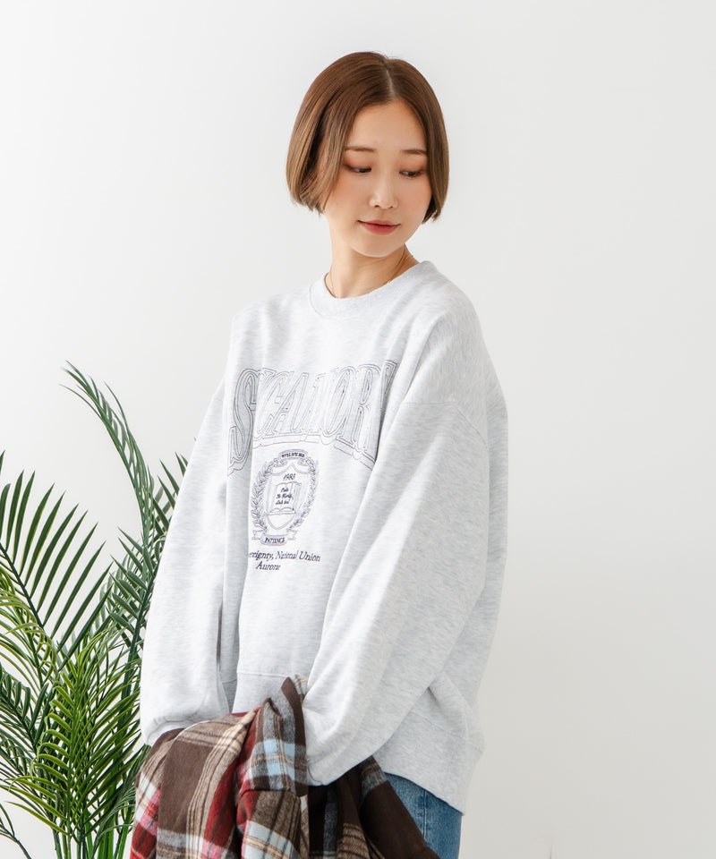 【C-FORT POINT/フォートポイント】カレッジロゴ ステッチ刺繍トレーナー