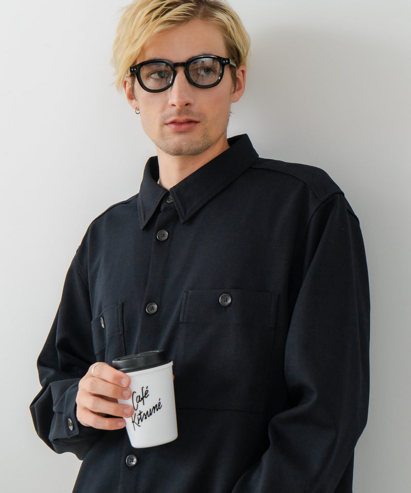 【BLUE STANDARD/ブルースタンダード】ストレッチニット ツイルシャツジャケット ウールタッチ