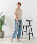 【U.S.POLO ASSN./ユーエスポロアッスン】【肌離れが良く通気性に優れるサッカー生地】リンガーＴシャツ ワンポイントロゴ 半袖 クルーネック 涼しい 綺麗めカジュアル