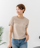 【U.S.POLO ASSN./ユーエスポロアッスン】【肌離れが良く通気性に優れるサッカー生地】リンガーＴシャツ ワンポイントロゴ 半袖 クルーネック 涼しい 綺麗めカジュアル