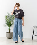 【C-FORT POINT/フォートポイント】【夏でも快適に履ける薄手4.5オンスデニム素材】ベイカーワイドパンツ デニムパンツ ゆったり 太め ウエストゴム 体型カバー