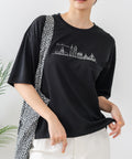 【C-FORTPOINT/フォートポイント】【接触冷感 ひんやり涼しい】冷感スムース素材 プリントTシャツ ルーズシルエット なめらか 落ち感 ニュアンスカラー 大人カジュアル