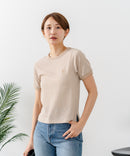 【U.S.POLO ASSN./ユーエスポロアッスン】【肌離れが良く通気性に優れるサッカー生地】リンガーＴシャツ ワンポイントロゴ 半袖 クルーネック 涼しい 綺麗めカジュアル