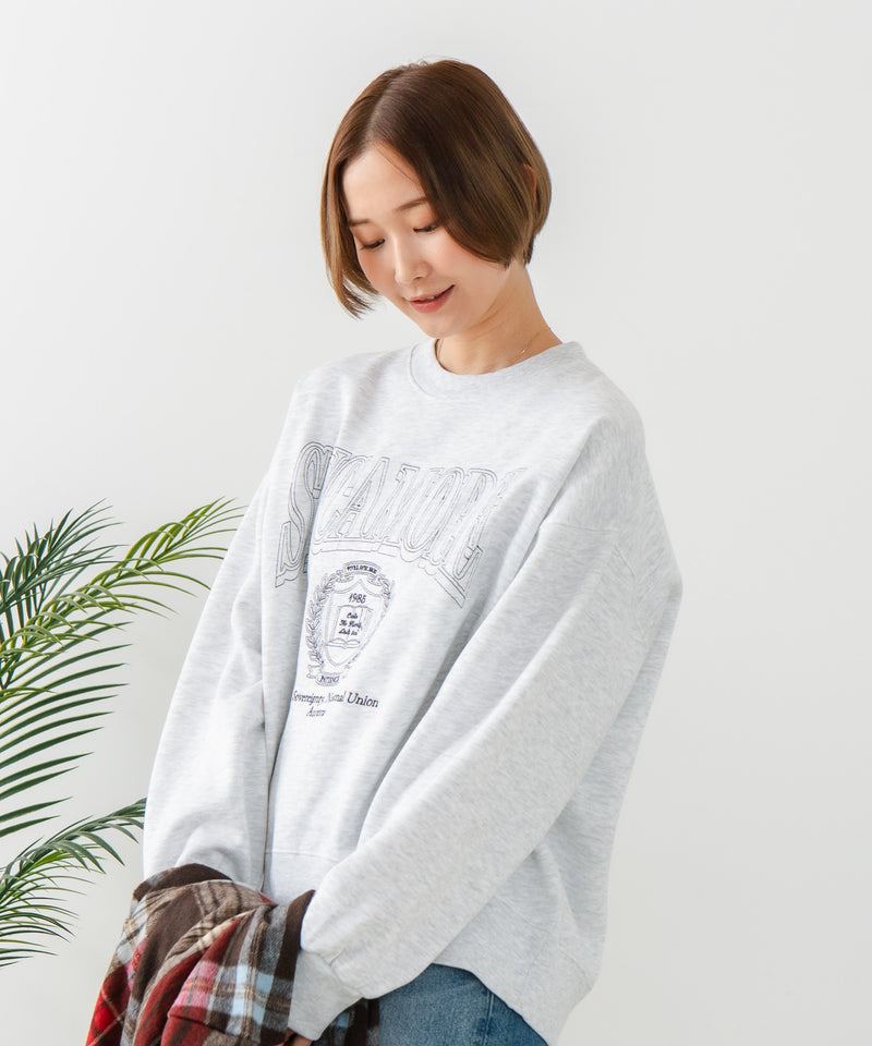 【C-FORT POINT/フォートポイント】カレッジロゴ ステッチ刺繍トレーナー