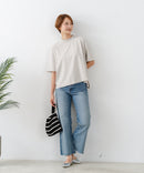 【C-FORTPOINT/フォートポイント】【ストレッチ性抜群の冷感素材を使用】ハイネック ドロップショルダー5分袖Tシャツ プルオーバー 接触冷感 涼しい 体形カバー サイドスリット