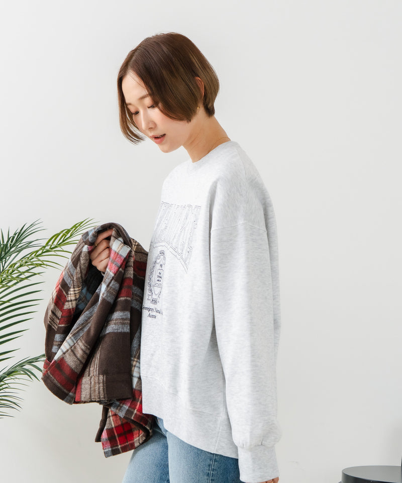 【C-FORT POINT/フォートポイント】カレッジロゴ ステッチ刺繍トレーナー